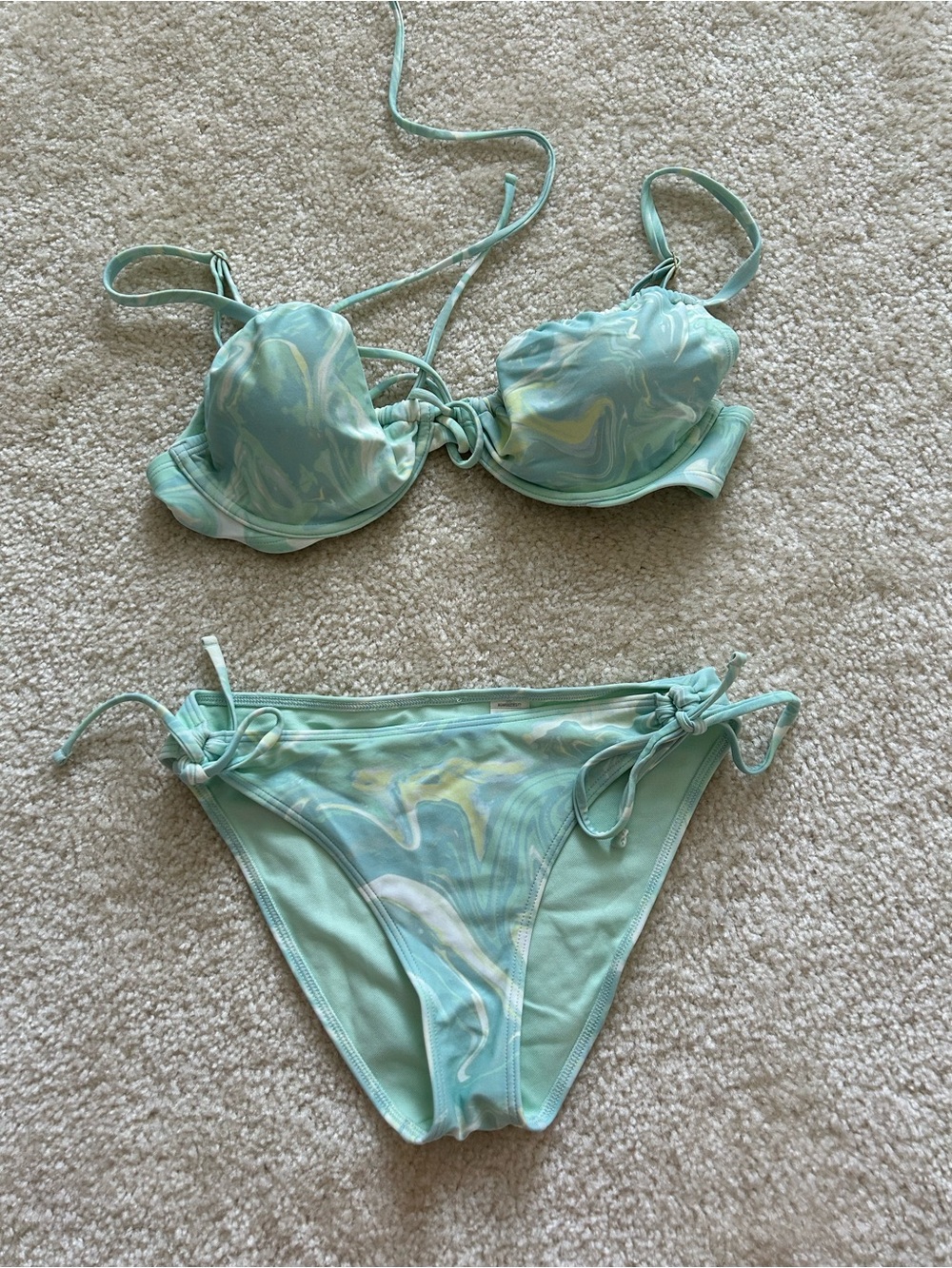Hollister Marble Tie-Front Bikini Set